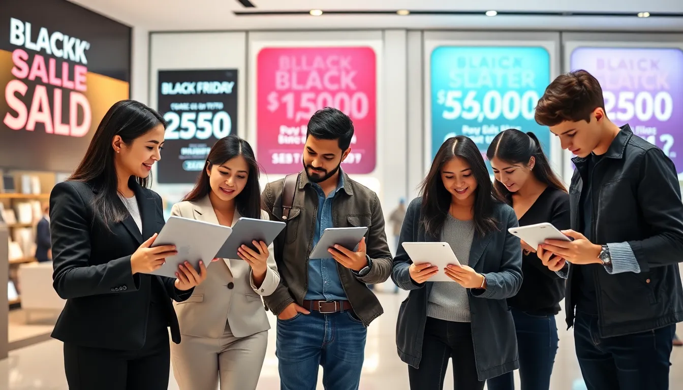 people shopping for iPads during Black Friday sales.